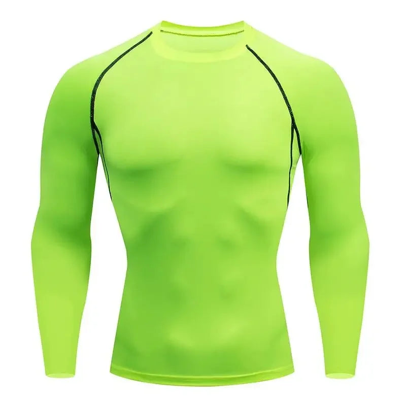 Men's tight fitting running shirt, quick drying long sleeved sportswear, men's gym clothing, fitness T-shirt, training exercise