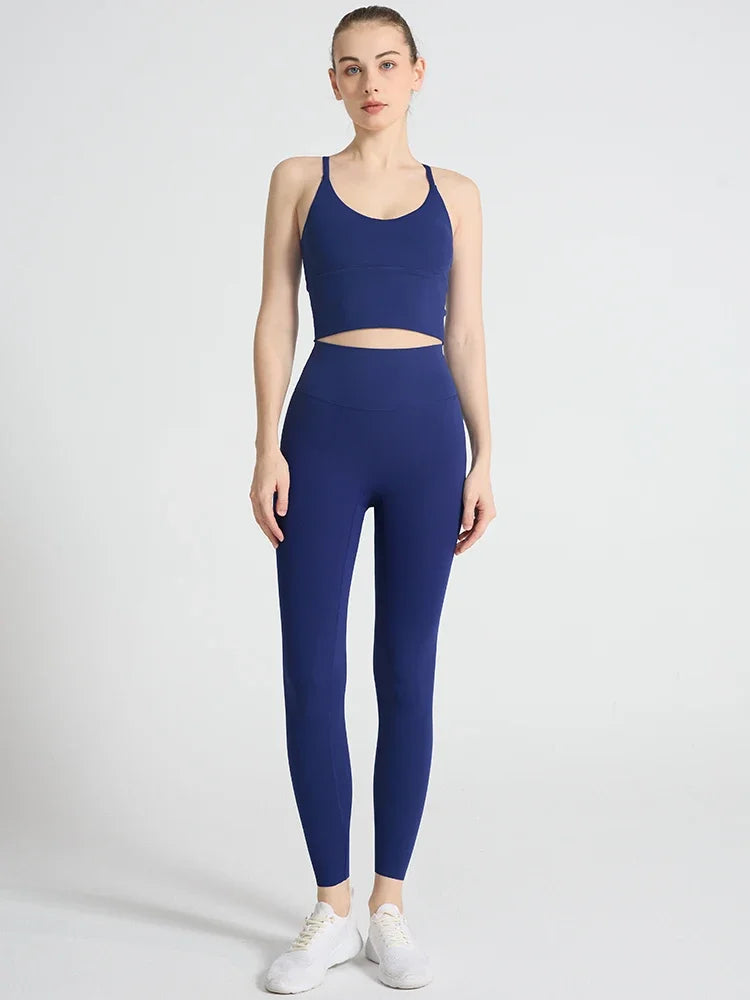 2PCS Women Yoga Set Sport Suit Gym wear Workout Clothes Sports Crop Top High Waist Legging Fitness Bra Set Breathable Gym Suits