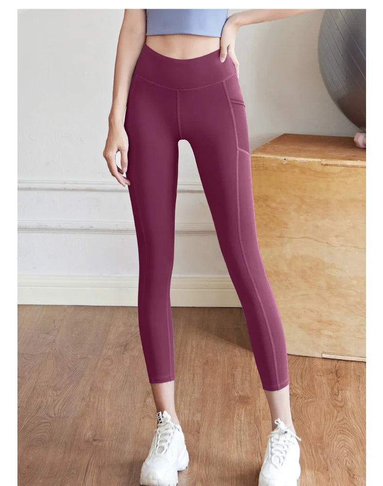 High Waist Jogger Mesh Side Pocket Fitness Gym Legging Sport Outfit for Woman Yoga Wear Tight Gym Workout Running Bike Clothing