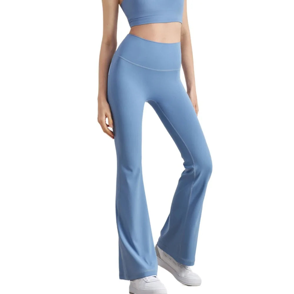 Gym High Waist Sports Flared Pants Wide Leg Hip Lifting Yoga Pants Breathable Stretchy Fitness Pants Exercise