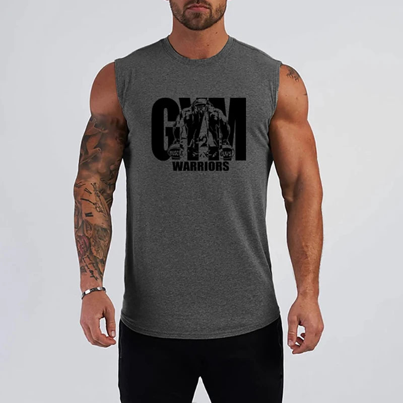 Mens Cotton Vests Gym Workout Sleeveless T Shirts Bodybuilding Muscle Clothing Fitness Sportwear Workout Muscle Tank Tops