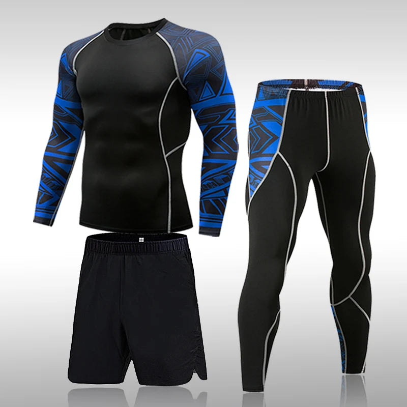 Men's Compression Sport Suits Gym Tights Training Clothes Workout Jogging Set Running Rashguard Tracksuit Sportswear For Men
