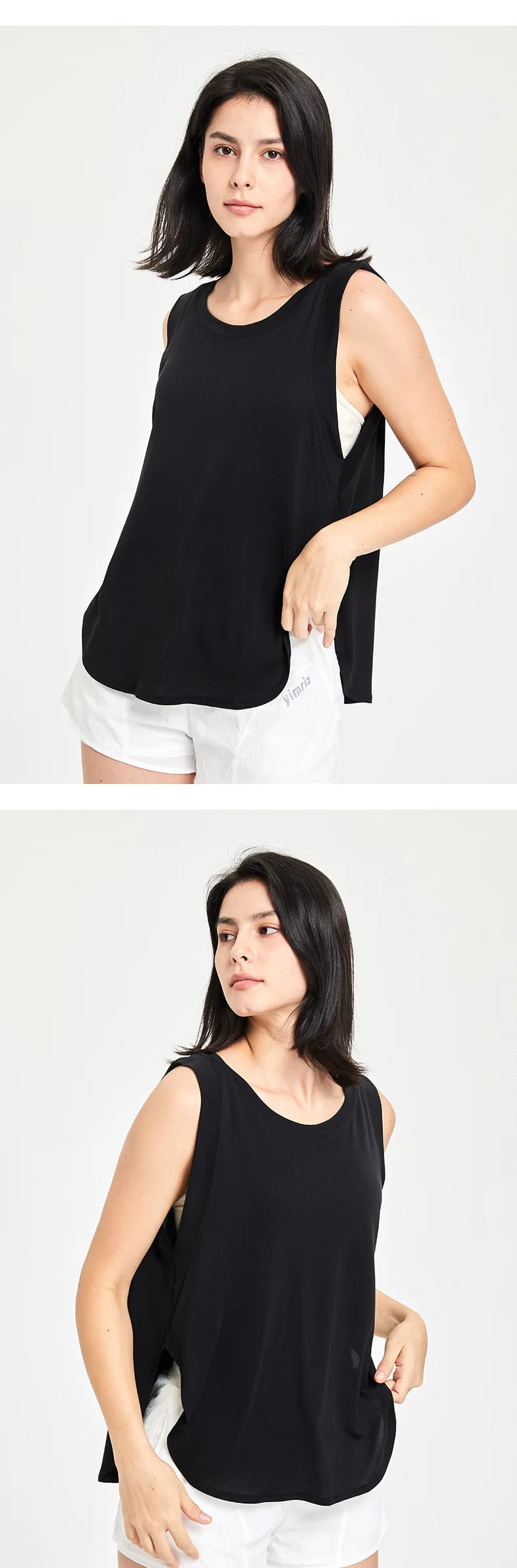 Loose Fit Sleeveless Gym Workout Shirt Women Quick Dry Yoga Running Top Female Long Modal Trainning Camis Sports Active Clothing