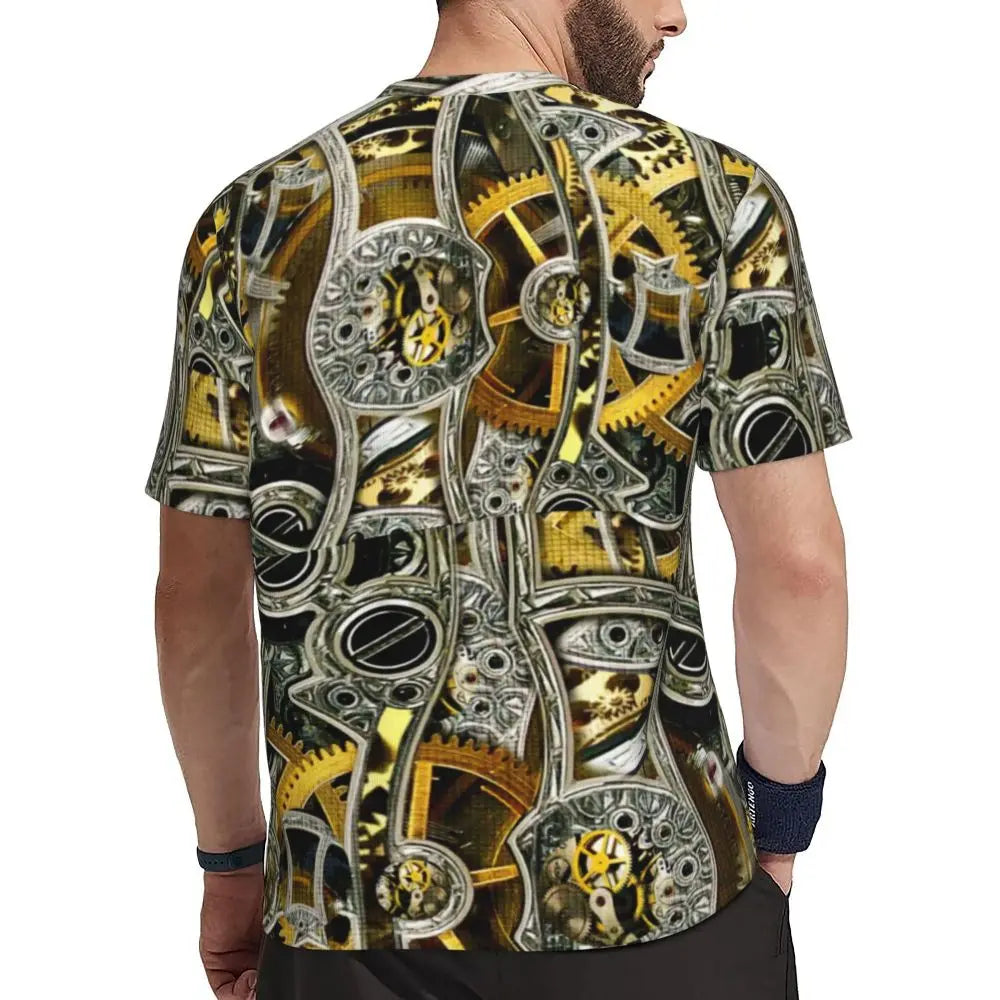 Gym T Shirt For Men Steampunk Design T-Shirts Fashion Wonderful Clockwork Vintage Summer Tees O Neck Streetwear Design Tops