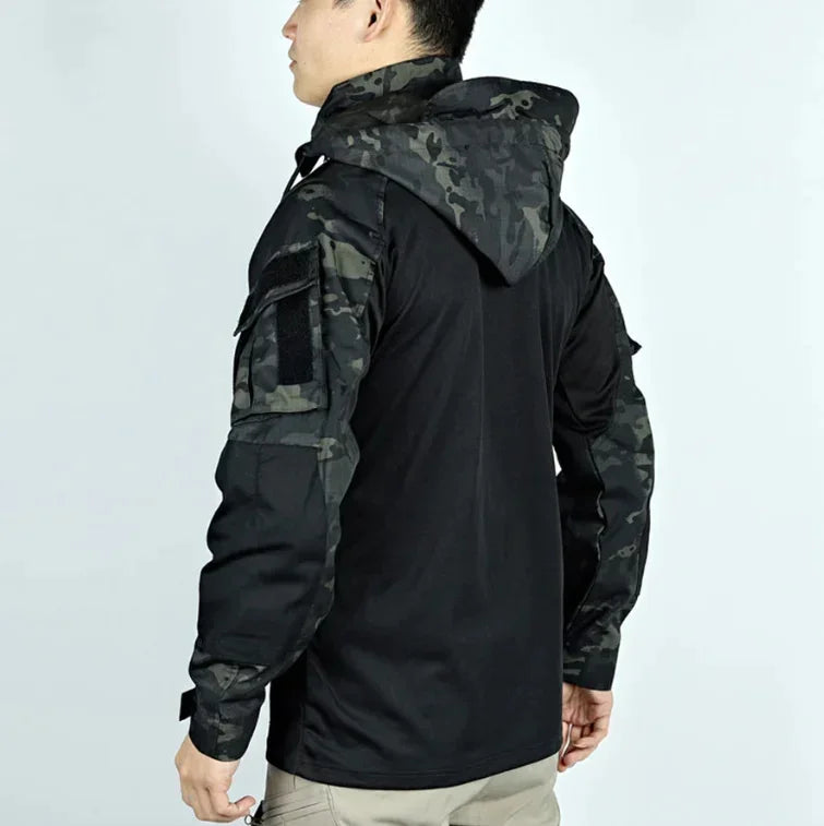 Outdoor Uniform Tactical Suits Wear Resistant T-Shirt Hooded Pants Men Clothes Combat Shirts Airsoft Paintball Hunting Clothing