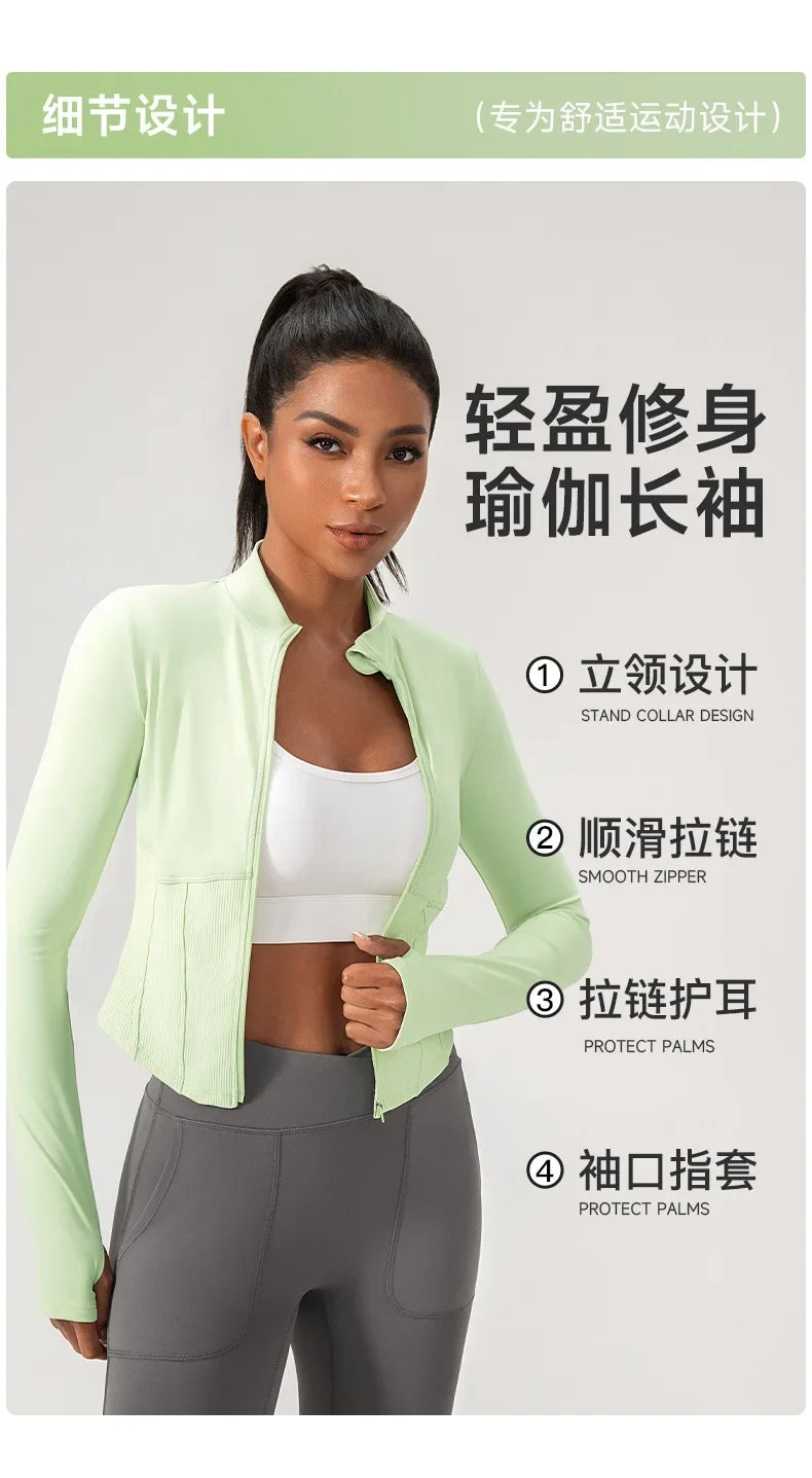 Yoga Suit Women Gym Set Long Sleeve Zipper Sport Women Tracksuit Running Workout Sportswear Female Sports Shirt Slim Fit