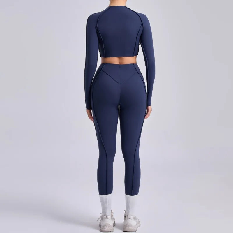 Seamless Yoga Sets Sports Fitness Peach Hip High Waist Tight Pleated Breathable Running Workout Clothing Gym Yoga Suit for Women