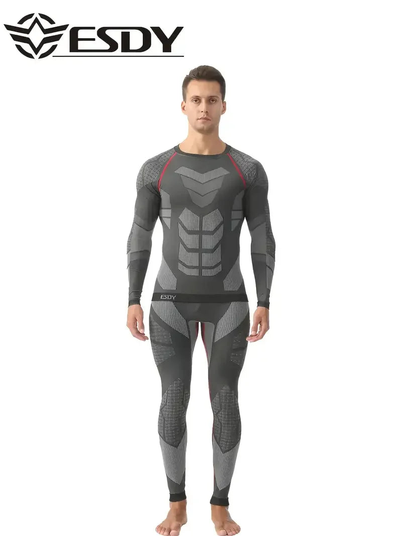 Men'S Outdoor Sports Thermal Underwear Sports Suit Training Fitness Clothing Men'S Fitness T-Shirt Quick-Drying Tops And Pants