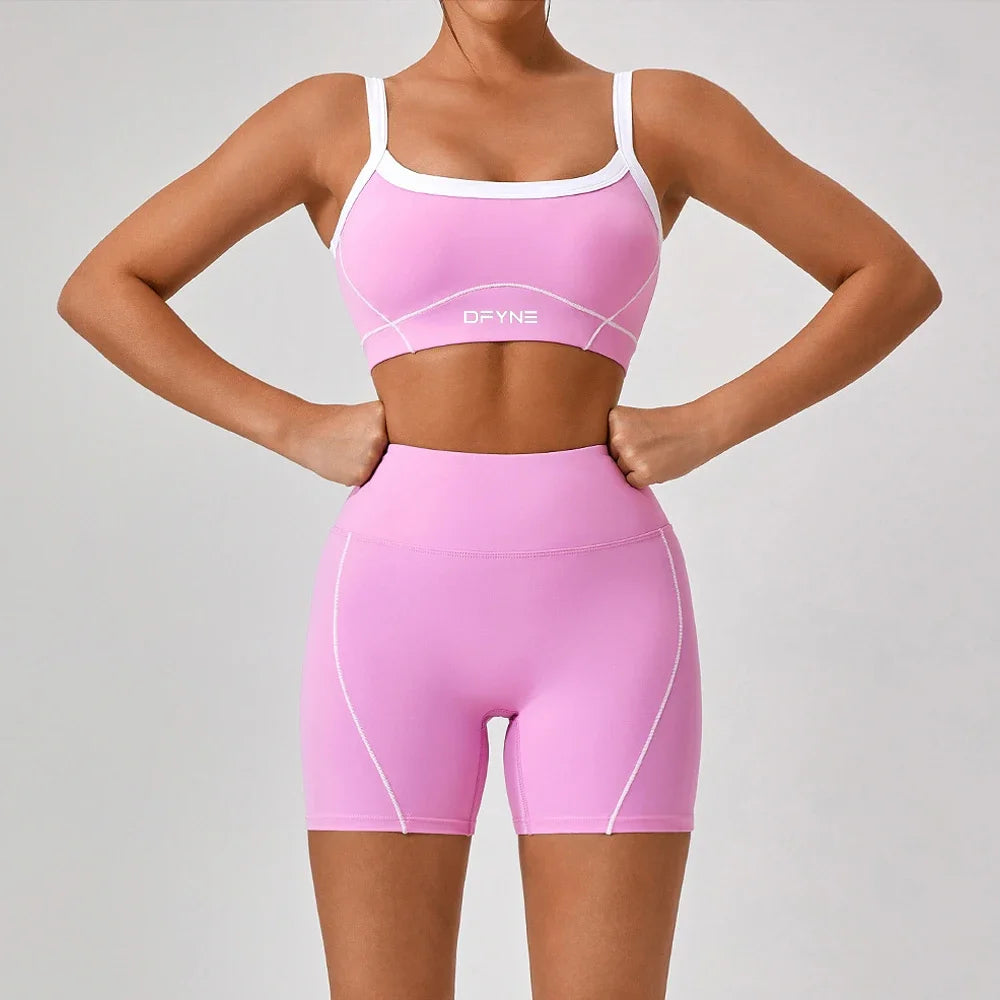 Yoga Set 2 Pieces Workout Outfits Fitness Sportswear Gym Tracksuit High Waist Leggings Sports Bra Wear Women Cycling Set