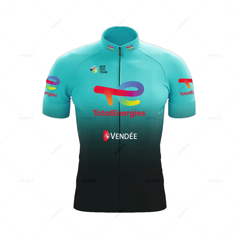 Cycling Clothing Sets for Men, Breathable Anti-UV Bicycle Wear, Short Sleeve Bike Jersey, Summer, New, Total Energies, 2025