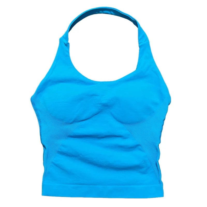 Woman  Yoga Clothing Backless Tank Tops Gym Vest  Push Up Sport Bras Running Vest Workout Tops Activewear Exercise Fitness
