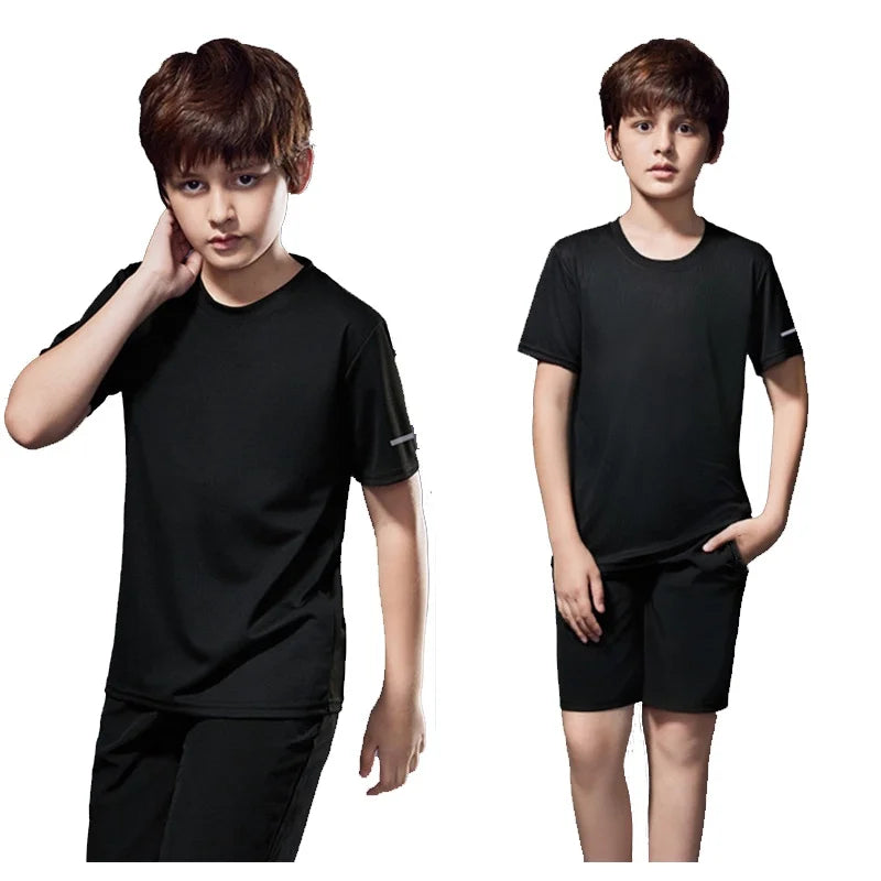 Children's Sportswear 2025 Summer Running Sportswear Boys Quick Dry Two-Piece Set Gym Clothing Fitness Suits With Shorts
