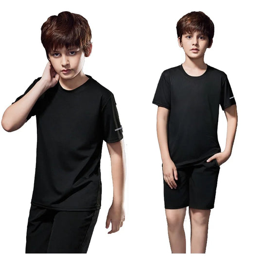 Children's Sportswear 2025 Summer Running Sportswear Boys Quick Dry Two-Piece Set Gym Clothing Fitness Suits With Shorts