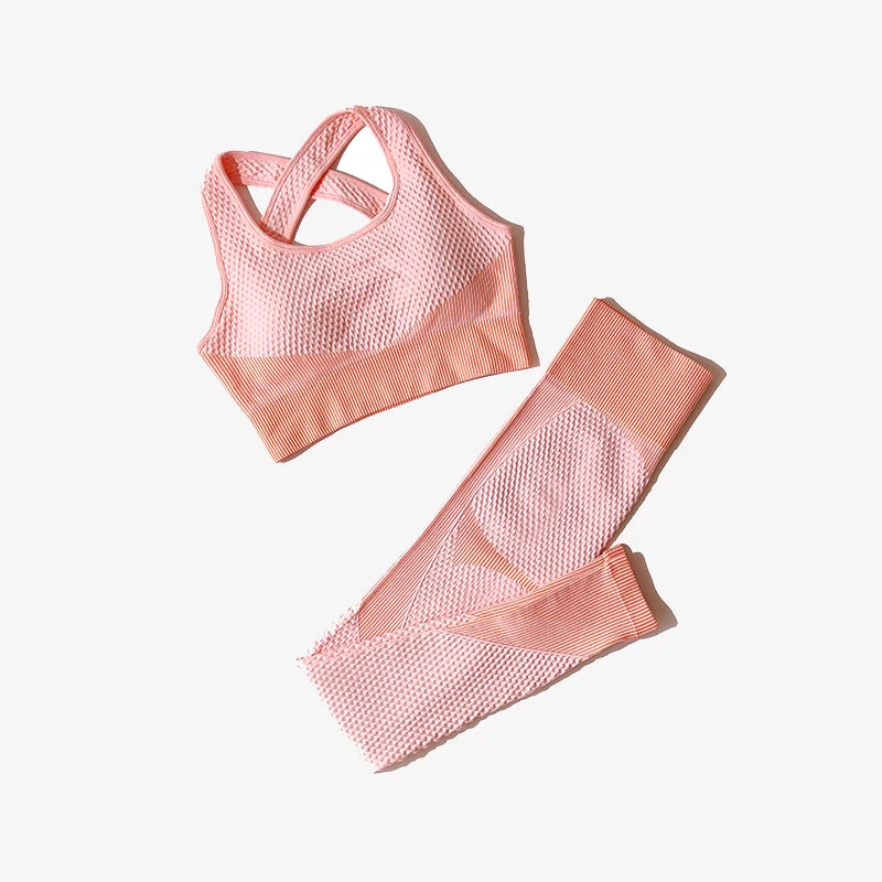 High Waist Leggings+Sport Bra Women Seamless Yoga Set Fitness Clothing Gym Suits Workout Clothes Woman Jogging Sportwear