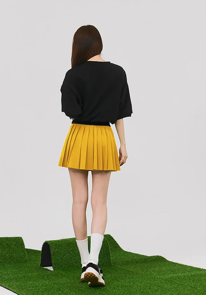 Women Tennis Outfit Quick Dry Fitness Polo Shirt Gym Workout Yoga Top Ladies Pleated Slim Culottes Anti-emptied Badminton Skirt