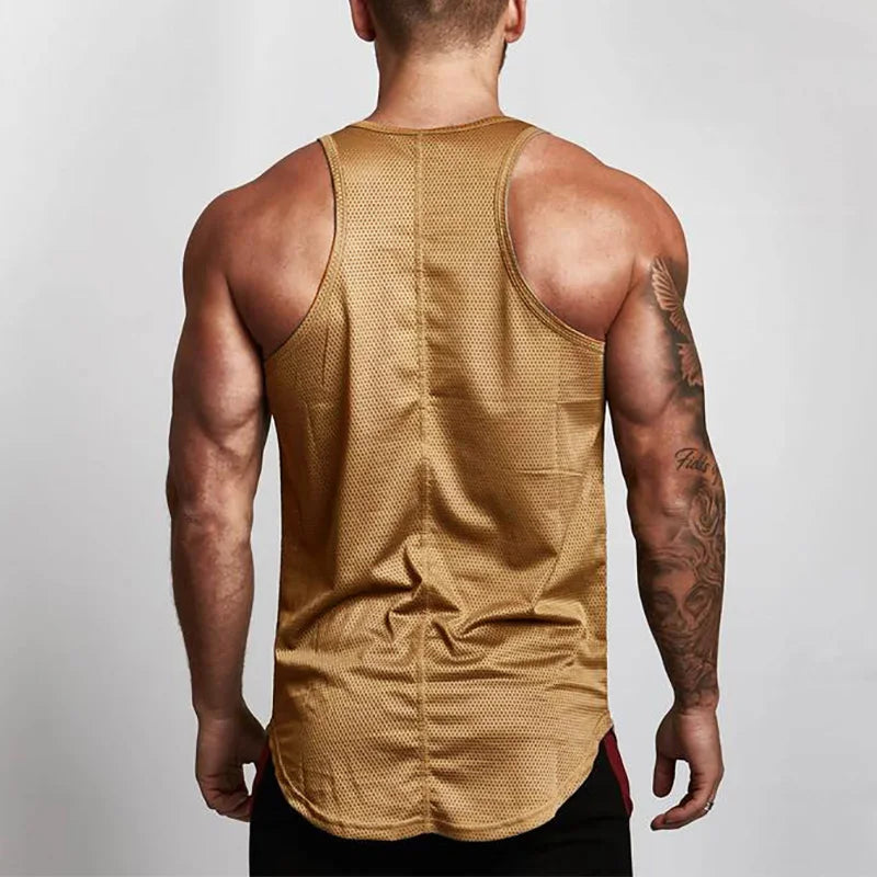 Gym Fitness Mesh Running Vests Quick Dry Clothing Casual Tank Tops Mens Bodybuilding Sleeveless Singlets Workout Man Undershirt