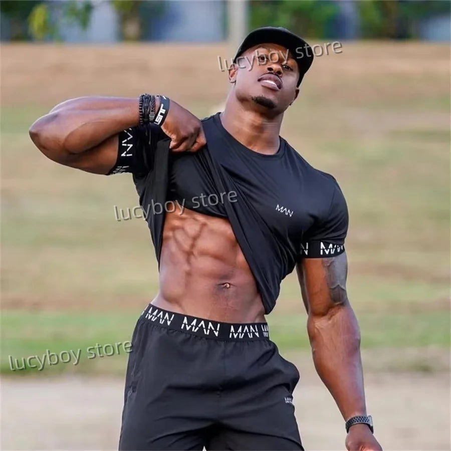 Men's Sports Outdoor Gym T Shirt Mans Casual Short Sleeve Tees Quick Drying Running Sportwear Men Oversized Tops men Clothing