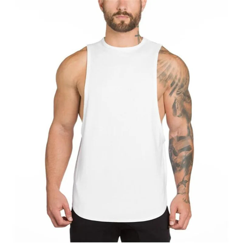 Men Bodybuilding Sleeveless Vest Casual Gym Tank Top Cotton White t Shirt Quick Dry Sport Fitness Singlets Vest Man Gym Clothing