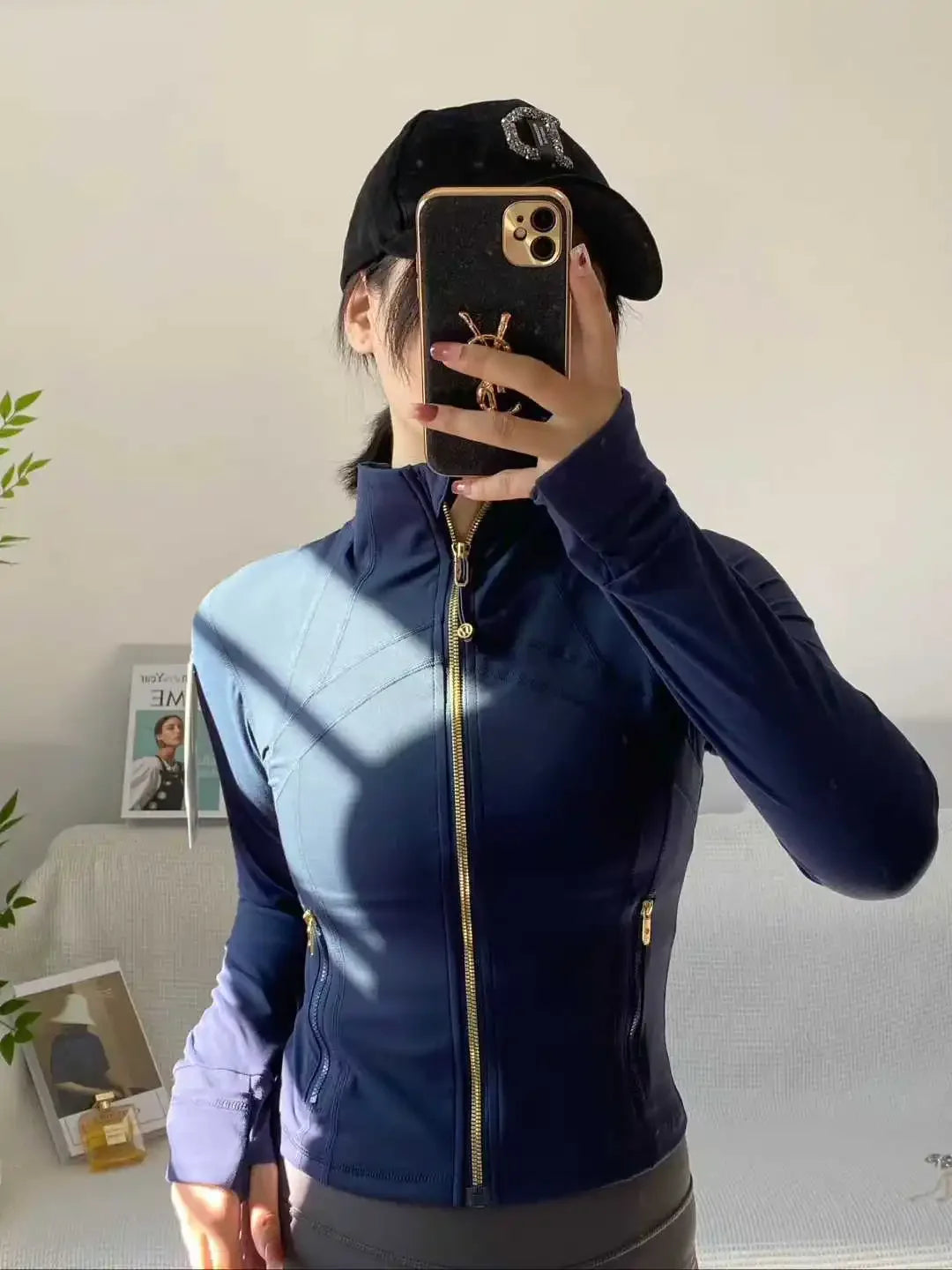 Women Zip Fitness Clothes Long Sleeve Sports Jacket Gym Clothes Woman Yoga Shirt Quick Dry Top Sunscreen Sportswear Yoga Clothes