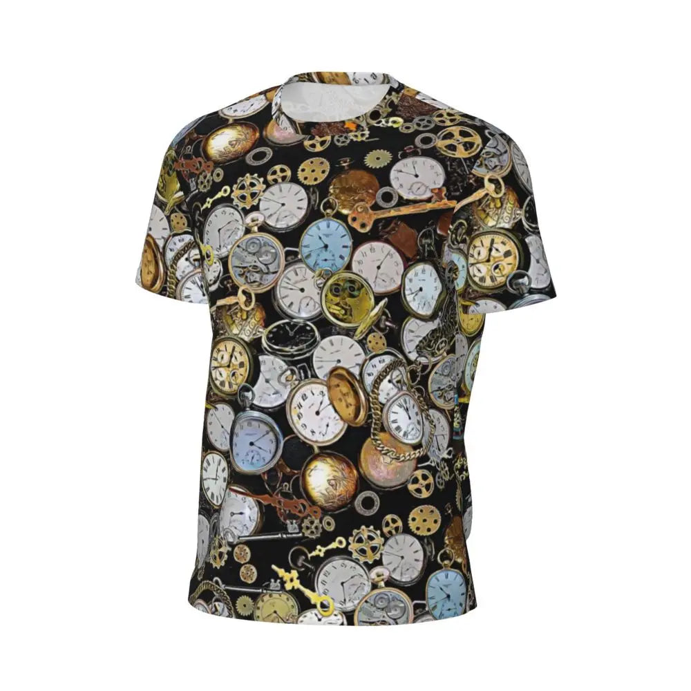 Gym T Shirt For Men Steampunk Design T-Shirts Fashion Wonderful Clockwork Vintage Summer Tees O Neck Streetwear Design Tops
