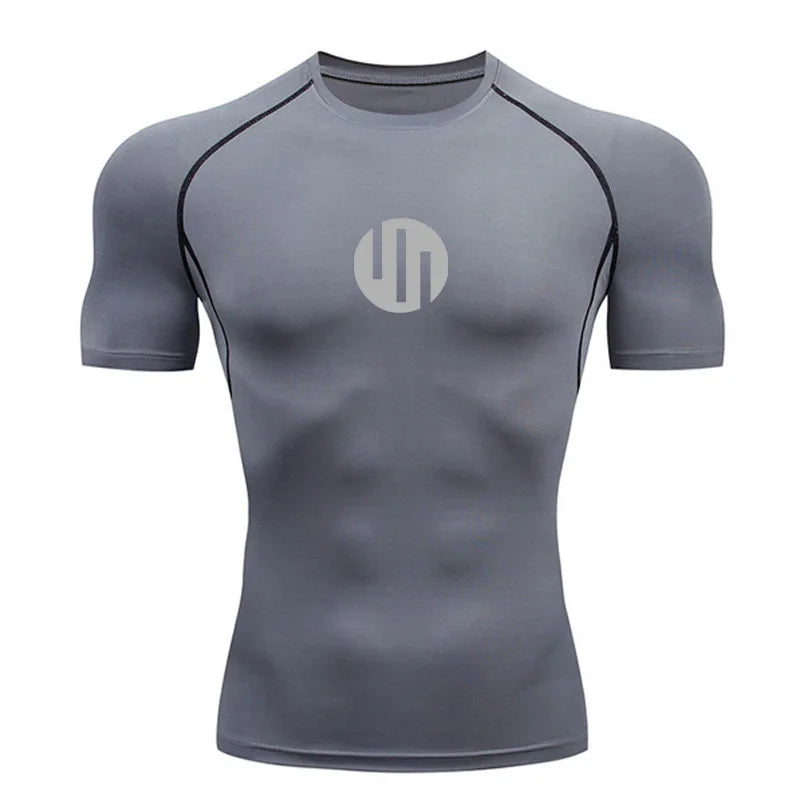 Men's T-shirt Fitness Compression Shirt Quick Dry Short Sleeve Gym Muscle Shirt Breathable White Black Sun protection Sportswear