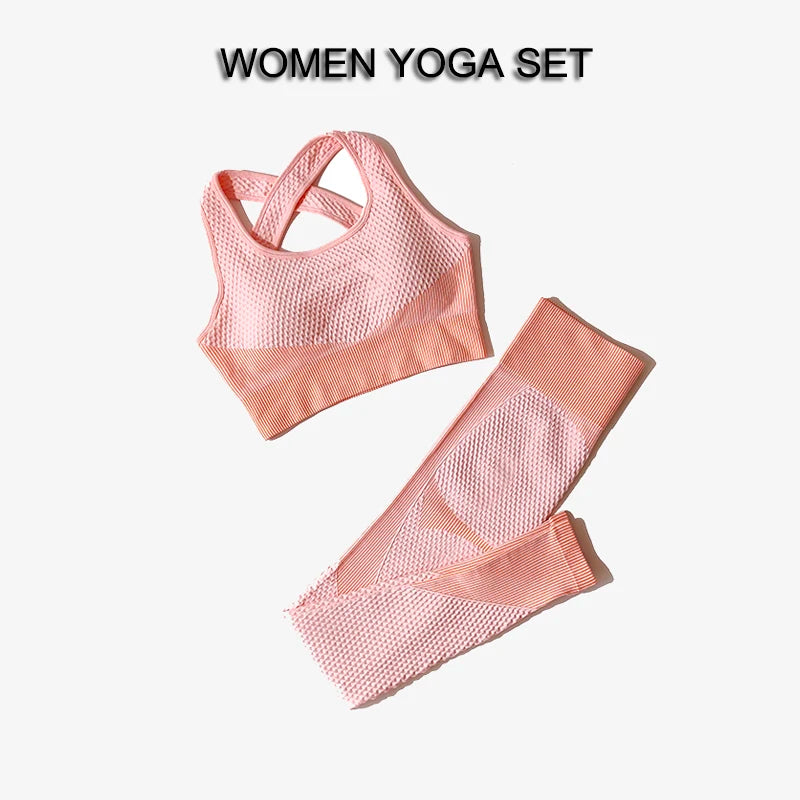 High Waist Leggings+Sport Bra Women Seamless Yoga Set Fitness Clothing Gym Suits Workout Clothes Woman Jogging Sportwear