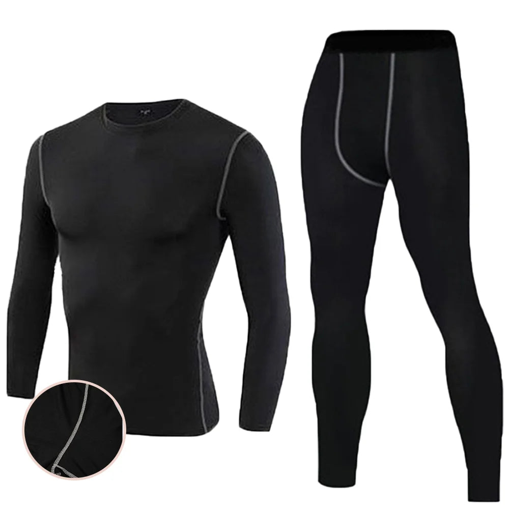Men's Long-sleeved Thermal Underwear Man Compression Sportswear Suit GYM Tight Sports Quick-drying Sets Workout Jogging Clothing