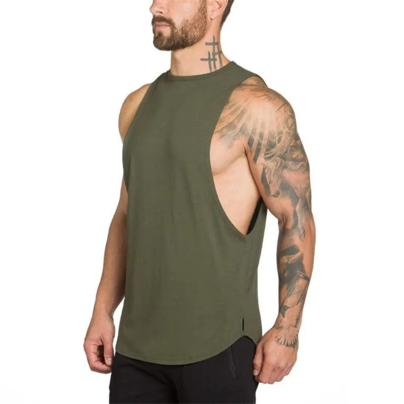 Men Bodybuilding Sleeveless Vest Casual Gym Tank Top Cotton White t Shirt Quick Dry Sport Fitness Singlets Vest Man Gym Clothing