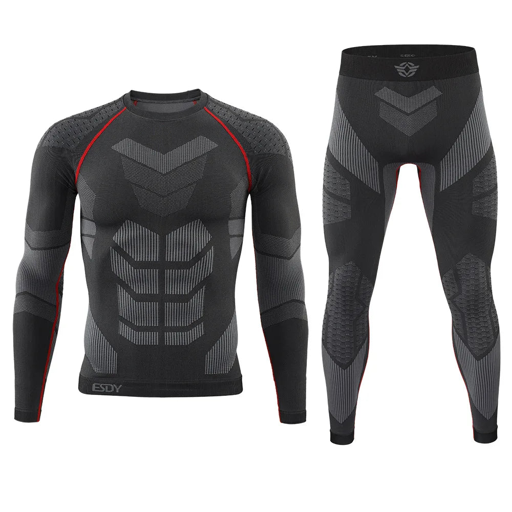 Men'S Outdoor Sports Thermal Underwear Sports Suit Training Fitness Clothing Men'S Fitness T-Shirt Quick-Drying Tops And Pants
