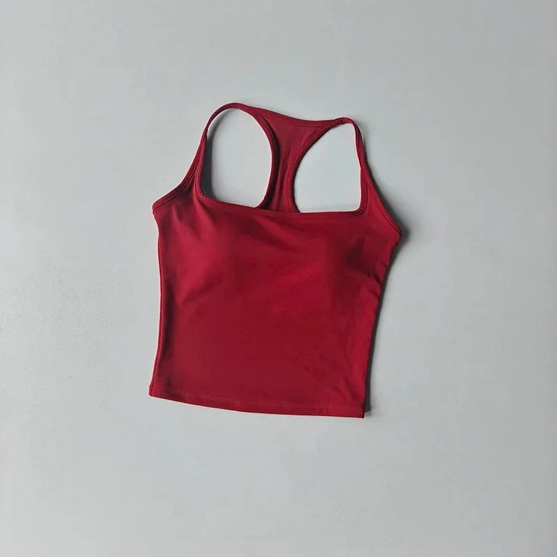 Sports and Fitness Vest with Chest Pad Summer Shockproof Beauty Back Nude Feeling Suit Pilates Training Yoga Top Yoga Clothing