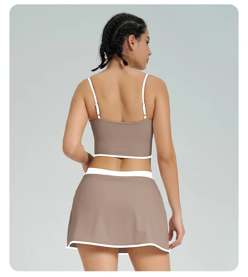 Women Gym Sports Sets Bra with Pad and Shorts Skirts Gym Biker Outdoor Training Good Elastic Athletic Yoga Vets Tights Suits