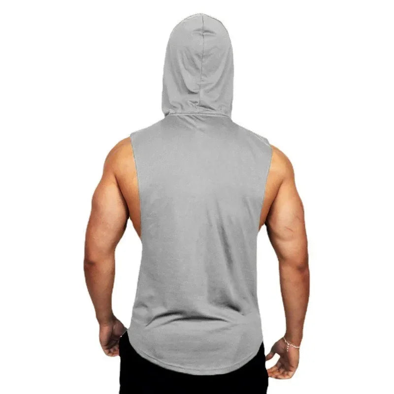 Gym Sport Hooded Clothing Summer Cotton Breathable Fitness Tank Tops Open Side Muscle Vests Mens Bodybuilding Sleeveless Hoodie