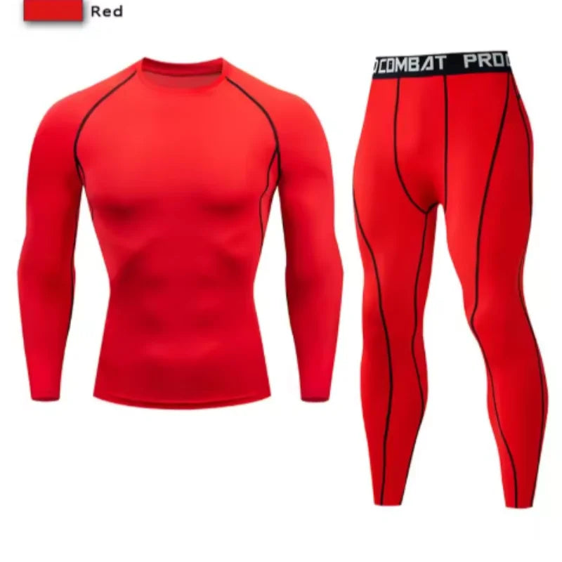 Men's Compression Set Men Sportswear Gym Fitness Suits Training Jogging Sport Tights Clothing Rashguard Running Tracksuit Men