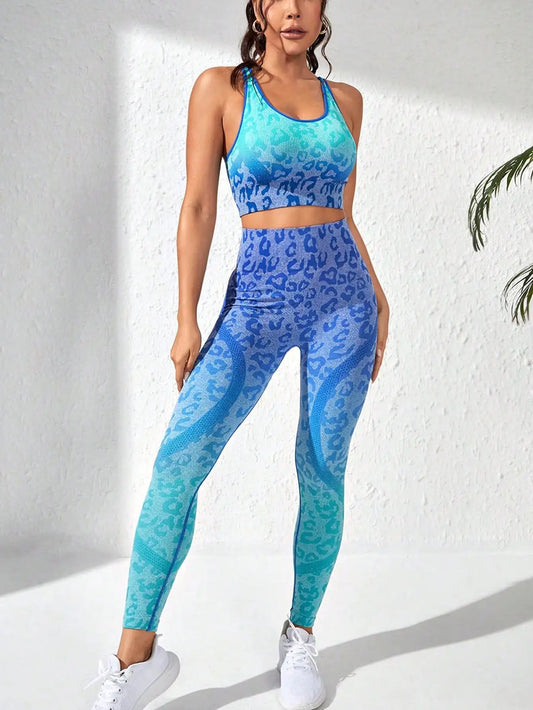 2Pcs Seamless Gym Sets Fitness Sports Suits Womens Clothing High Waist Booty Leggings Sports Bra Running Athletic Wear Yoga Sets