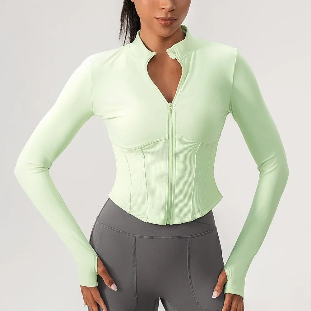 Yoga Suit Women Gym Set Long Sleeve Zipper Sport Women Tracksuit Running Workout Sportswear Female Sports Shirt Slim Fit