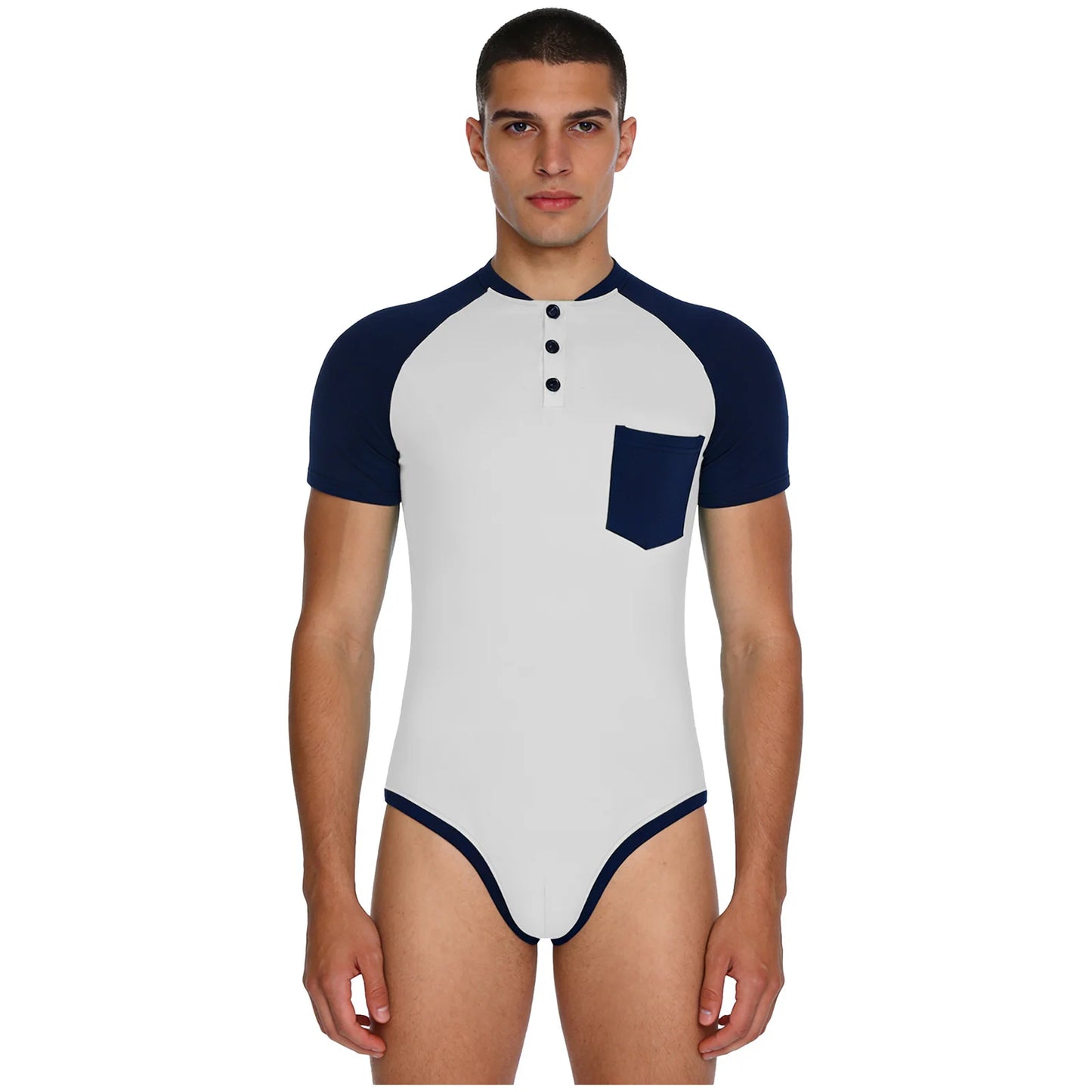 Men Adult Bodybuilding Wrestling Bodysuit Short Sleeve Slim Fit Shirt Jumpsuit for Daily Casual Workout Gym Sports Outfits