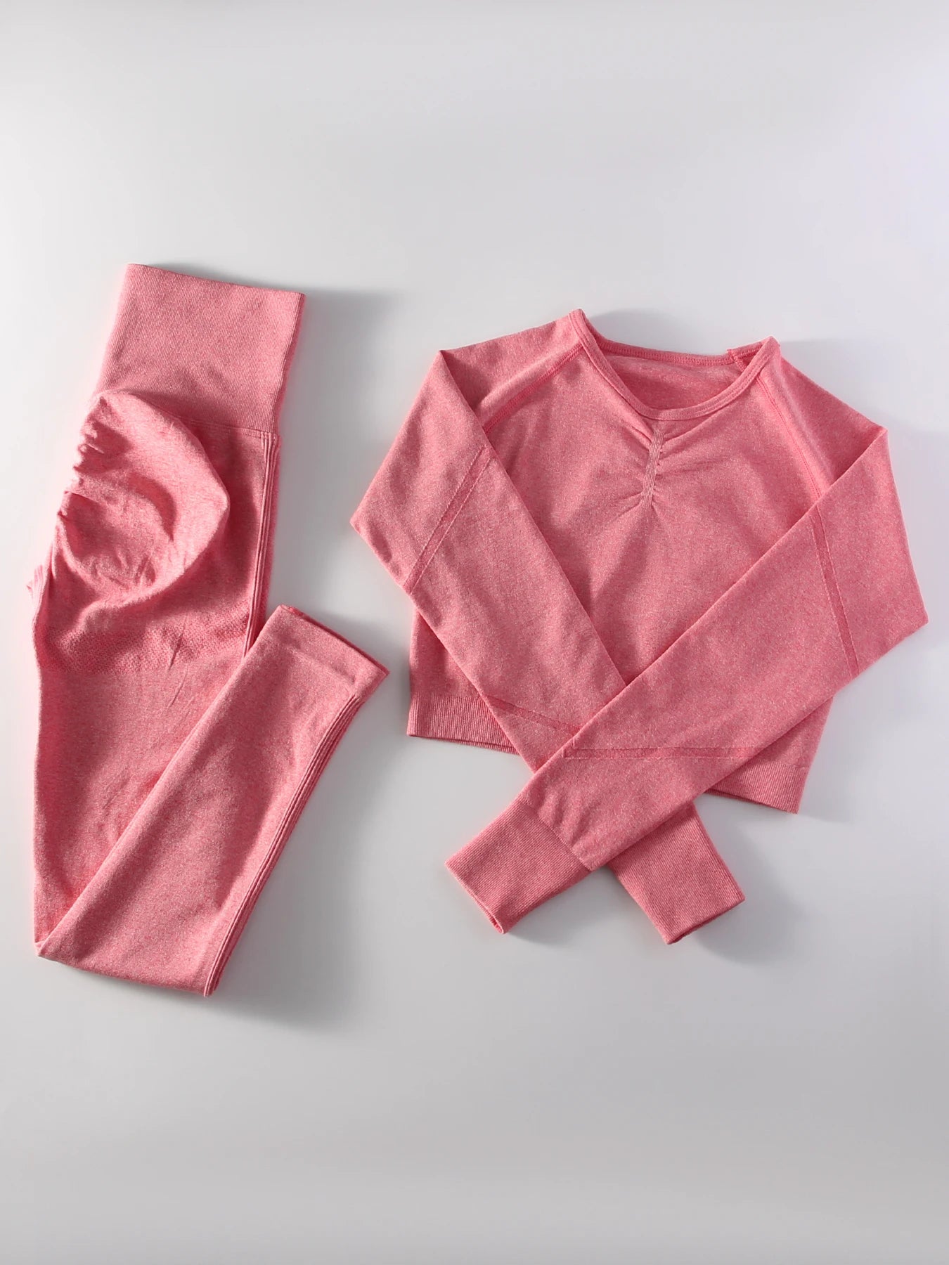 Women's 2 Piece Seamless Yoga Sportswear Set Gym Wear Fitness Wear Short Long Sleeve Top High Waist Leggings Fitness Sportswear