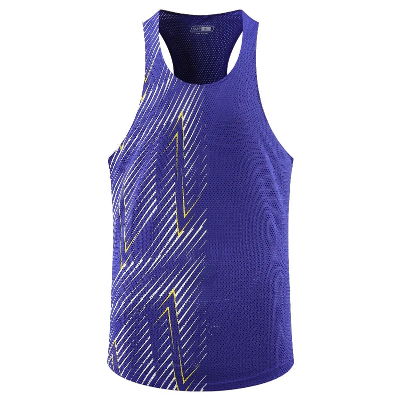 Men Casual Sport Vests Quick Dry Breathable Fitness Running Gym Sleeveless Mesh Workout Vests Prints Bodybuilding Muscle Singlet