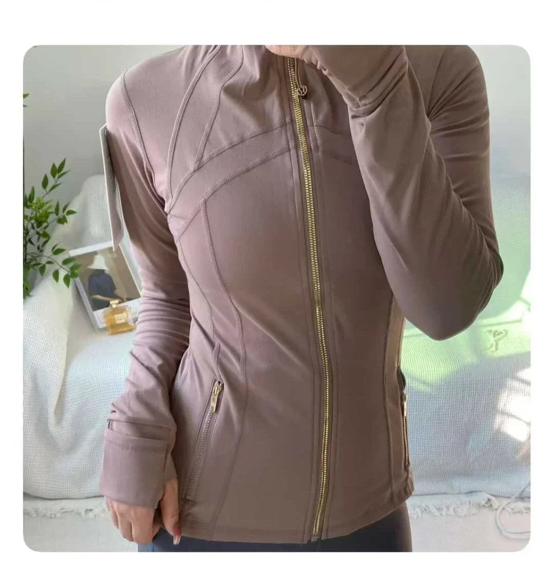 Women Zip Fitness Clothes Long Sleeve Sports Jacket Gym Clothes Woman Yoga Shirt Quick Dry Top Sunscreen Sportswear Yoga Clothes