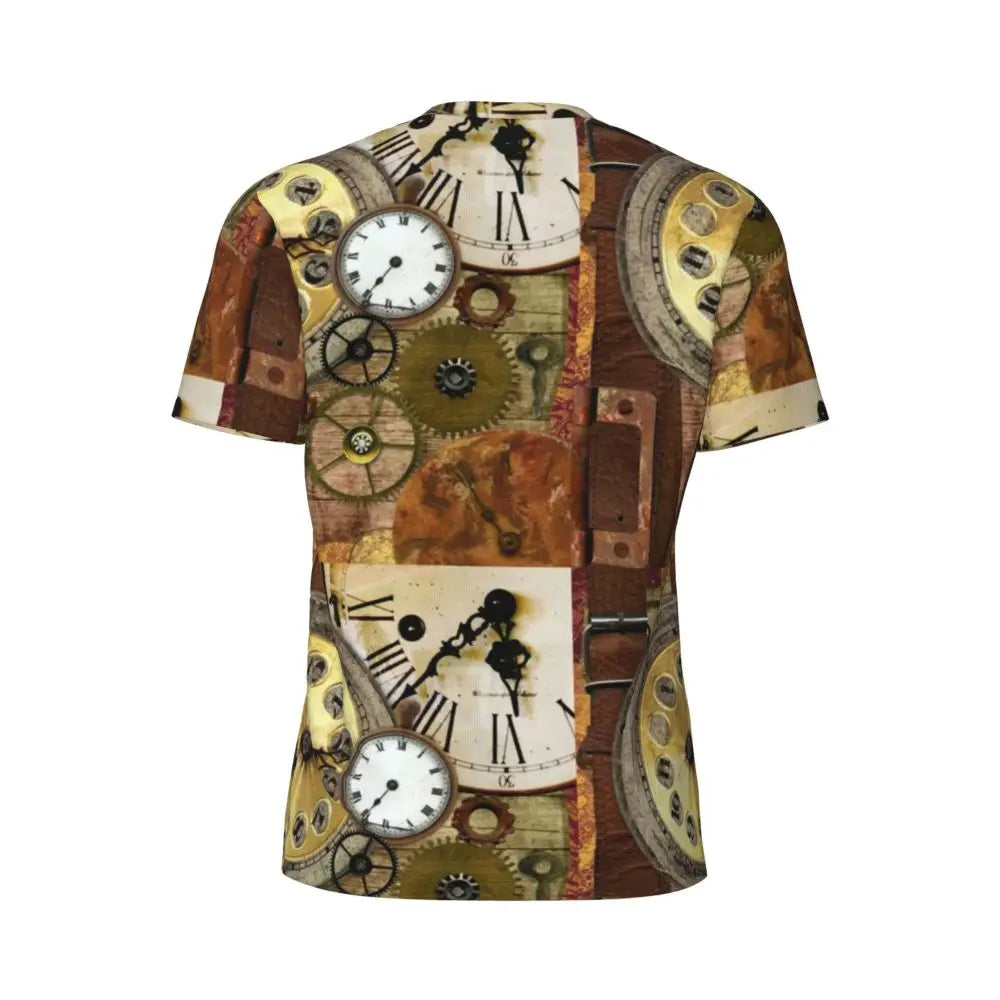Gym T Shirt For Men Steampunk Design T-Shirts Fashion Wonderful Clockwork Vintage Summer Tees O Neck Streetwear Design Tops