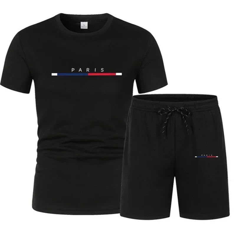 Fashionable two-piece sportswear quick-drying T-shirt and shorts se men's clothing, sportswear set men's breathable clothes