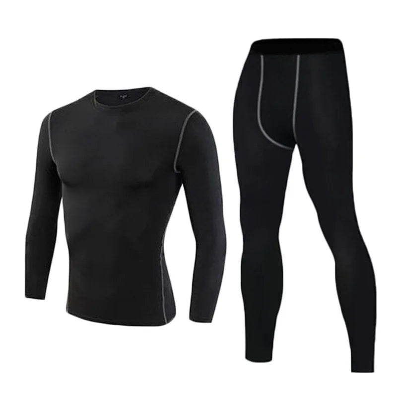 Men's Long-sleeved Thermal Underwear Man Compression Sportswear Suit GYM Tight Sports Quick-drying Sets Workout Jogging Clothing