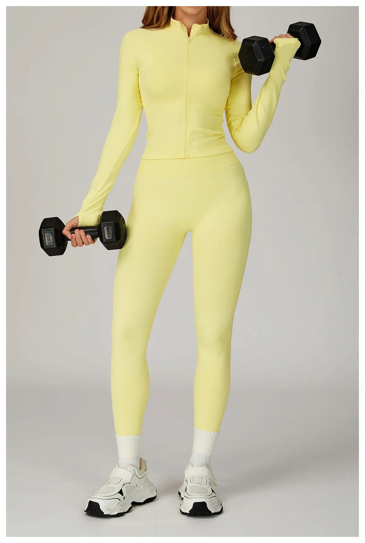 Seamless 2 Pieces Yoga Suit Sports Outfits Women Gym Set Women Tracksuit Running Workout Long Sleeve Sports Shirt Yoga Clothing