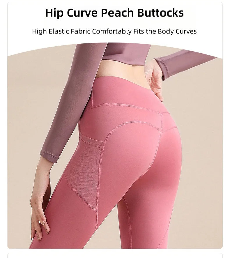 High Waist Jogger Mesh Side Pocket Fitness Gym Legging Sport Outfit for Woman Yoga Wear Tight Gym Workout Running Bike Clothing