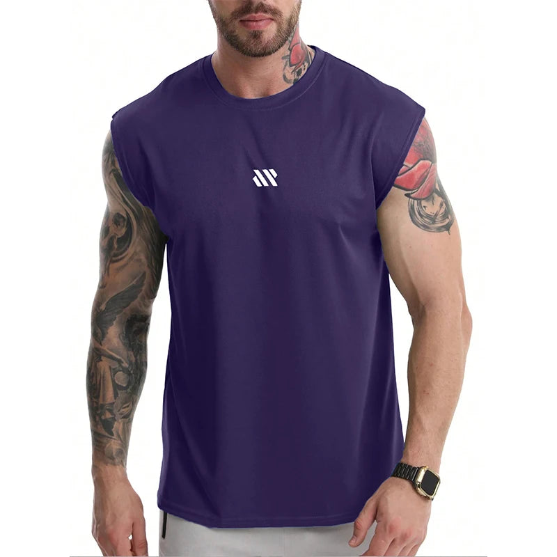 Men's Sleeveless Sports Shirt, Gym Fitness, Running, Quick Drying Vest, Breathable, Loose, Training, Summer Men's Wear