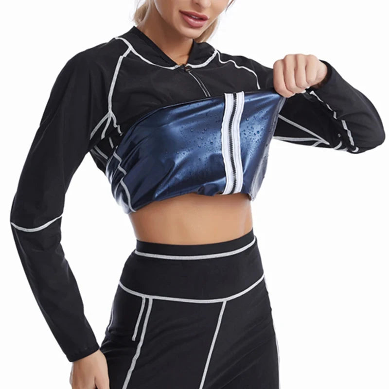 Sauna Suits for Women Gym Clothing Sets Running Fitness Exercise Sportswear Pants Weight Loss Sweating Sports Suit Workout Tops