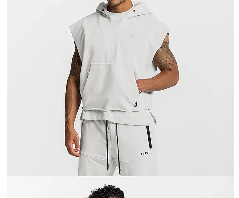 Mens Brand Gyms Clothing Bodybuilding Hooded Tank Top Cotton Sleeveless Vest Sweatshirt Fitness Workout Sportswear Tops Male