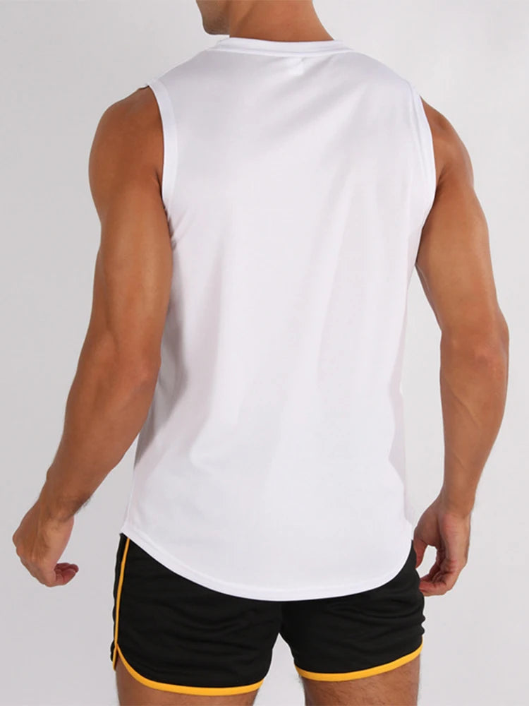 2025 Summer  Men's Sleeveless Fitness Vest New Running Gym Sportswear Printed Men's Clothing for Fitness And Running