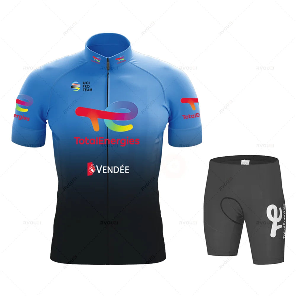 Cycling Clothing Sets for Men, Breathable Anti-UV Bicycle Wear, Short Sleeve Bike Jersey, Summer, New, Total Energies, 2025