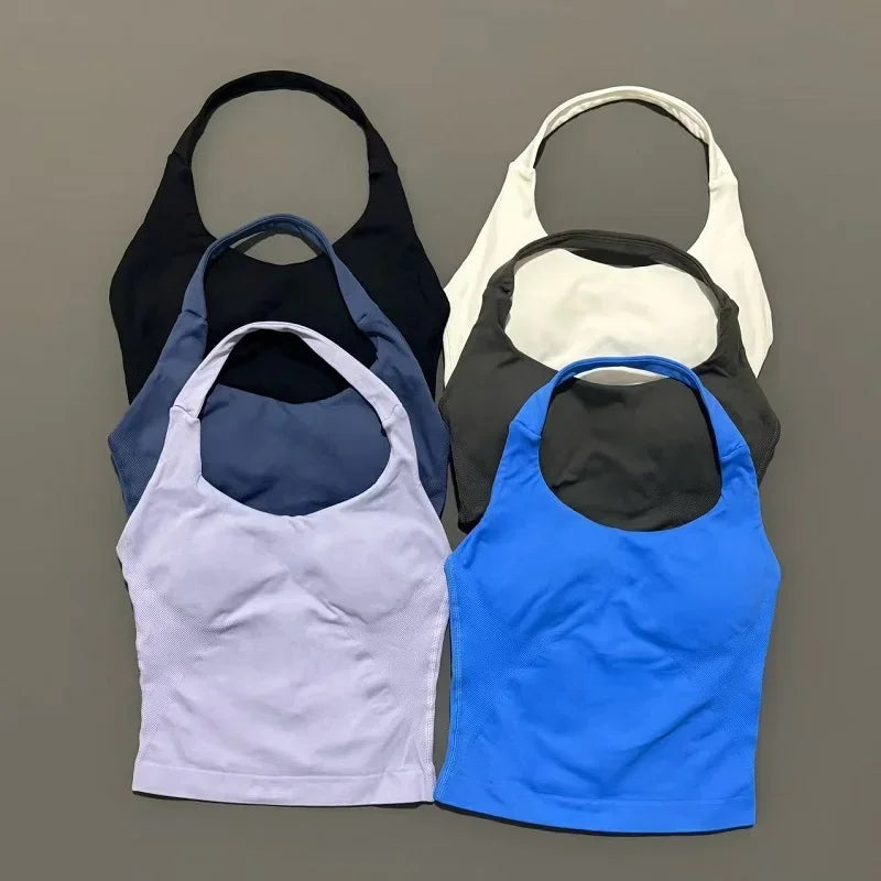 Woman  Yoga Clothing Backless Tank Tops Gym Vest  Push Up Sport Bras Running Vest Workout Tops Activewear Exercise Fitness